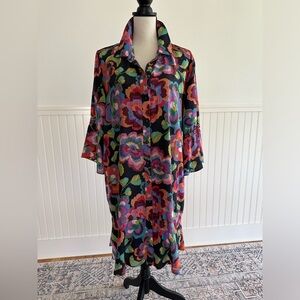 Johnny Was! Beautiful silk dress with black slip